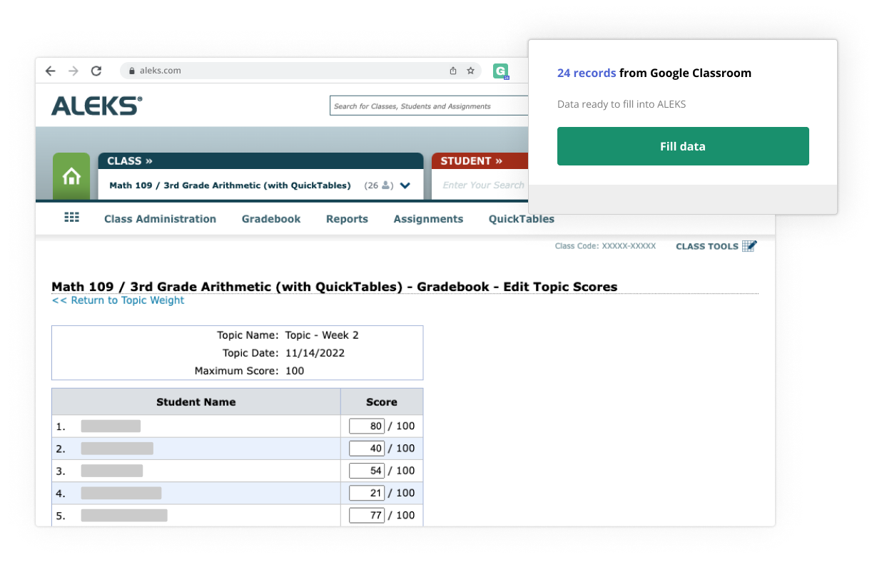 Grading Assistant - Grade transferer tool for teachers